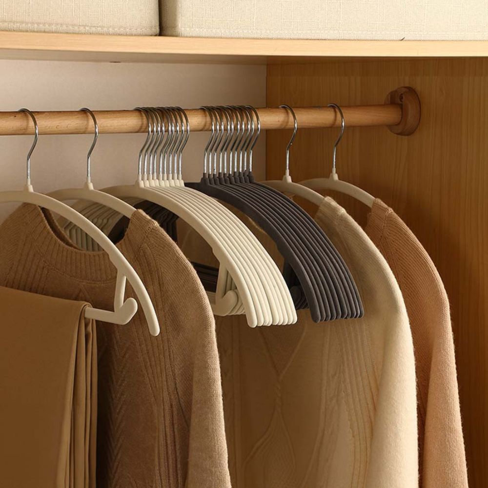 Clothes Hangers Slimline Velvet Non-Slip Steel Hooks