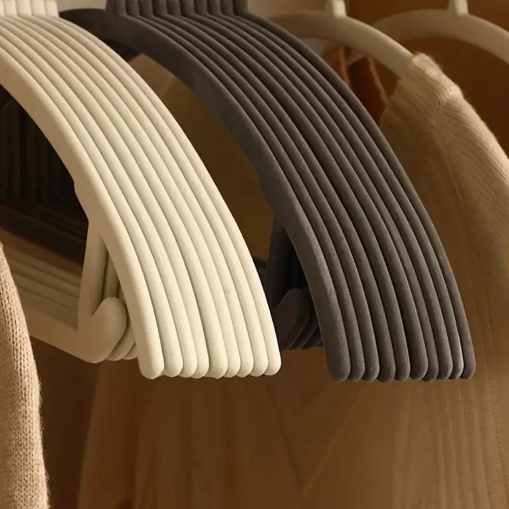 Clothes Hangers Slimline Velvet Non-Slip Steel Hooks