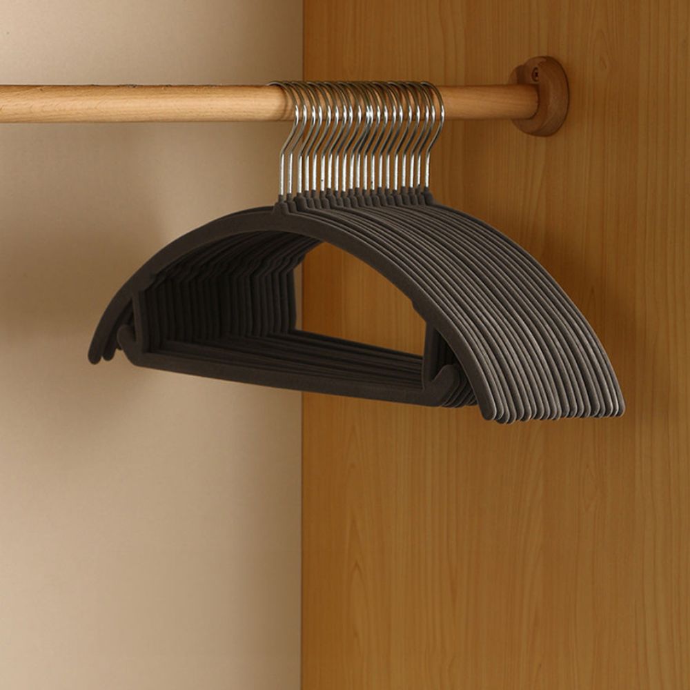 Clothes Hangers Slimline Velvet Non-Slip Steel Hooks