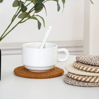 Coaster Set Absorbent Cotton & Heat-Resistant With Holder