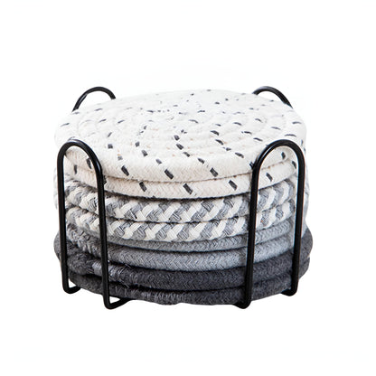 Coaster Set Absorbent Cotton & Heat-Resistant With Holder