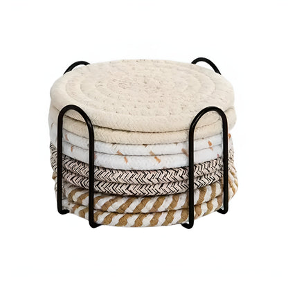 Coaster Set Absorbent Cotton & Heat-Resistant With Holder