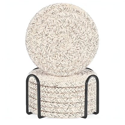 Coaster Set Absorbent Cotton & Heat-Resistant With Holder