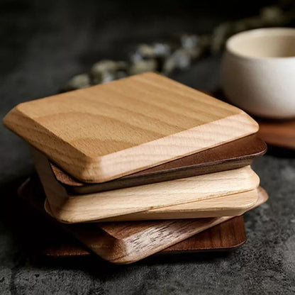 Coaster Set Square Stackable Holder Black Walnut & Beech