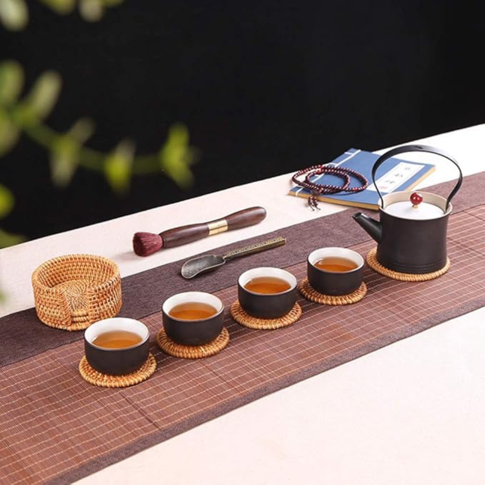 Coasters Hand-Woven Rattan Heat-Resistant Set of 6