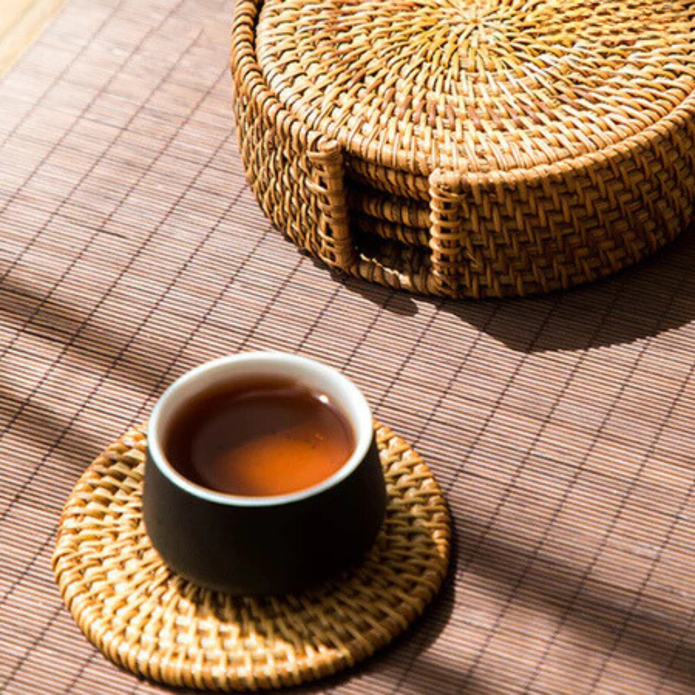 Coasters Hand-Woven Rattan Heat-Resistant Set of 6
