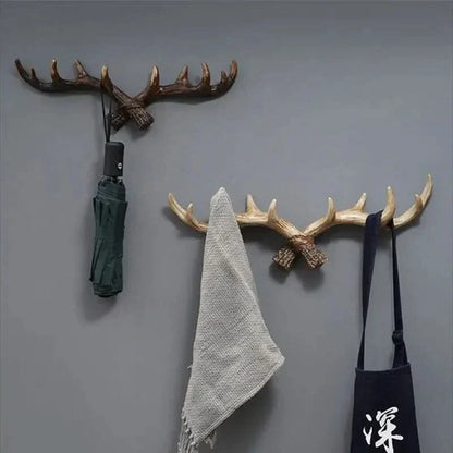 Coat Rack Wall-Mounted Antler Design Multiple Hooks