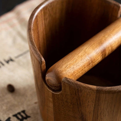 Coffee Knock Box Solid Wood Built In Knock Bar