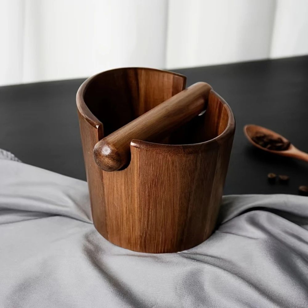 Coffee Knock Box Solid Wood Built In Knock Bar