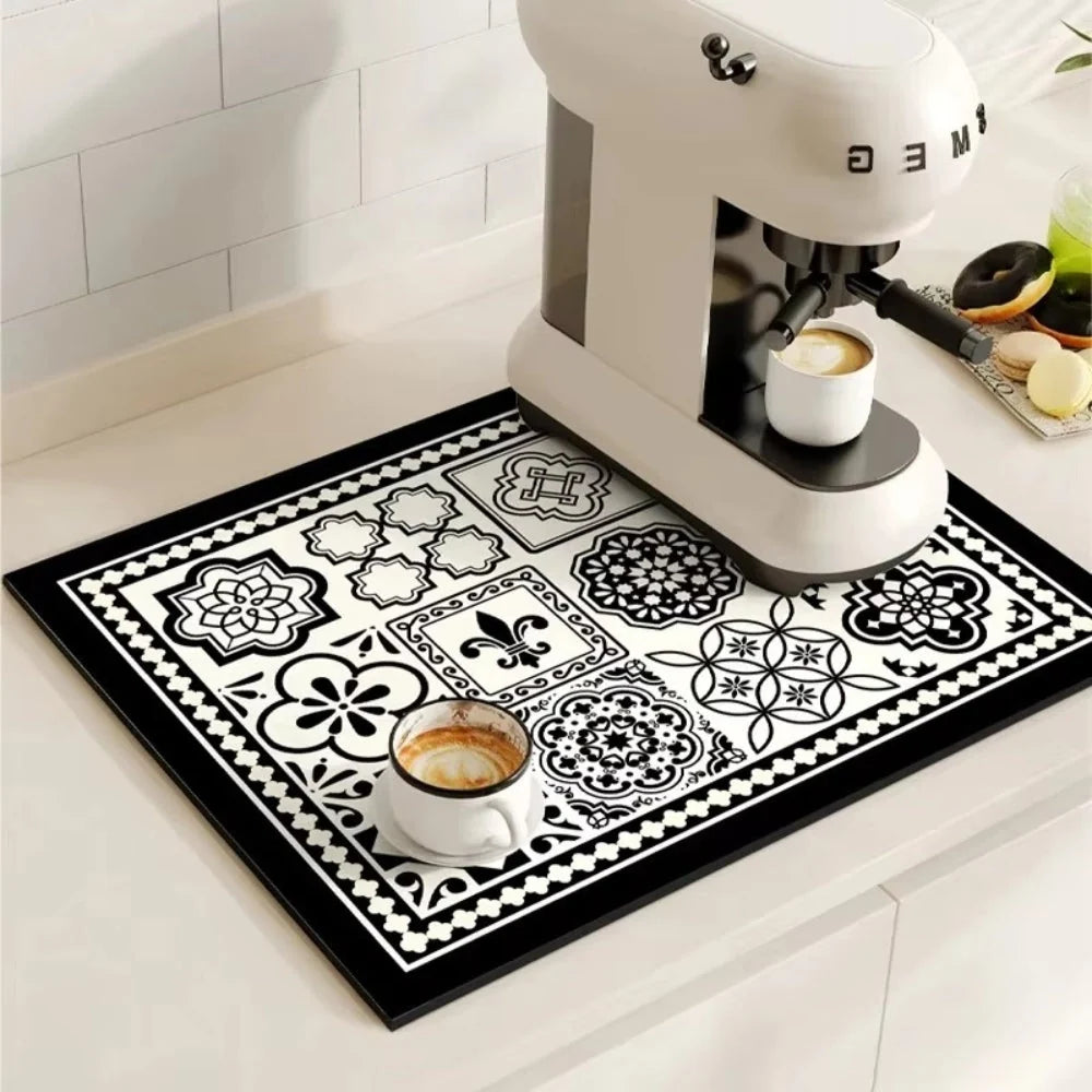 Coffee Mat Super-Absorbent Quick-Drying Non-Slip Rubber Base