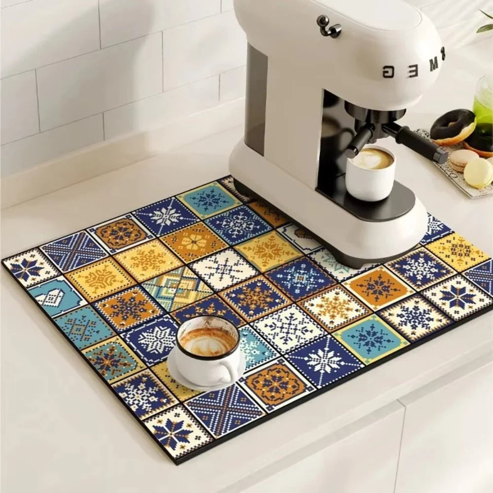 Coffee Mat Super-Absorbent Quick-Drying Non-Slip Rubber Base