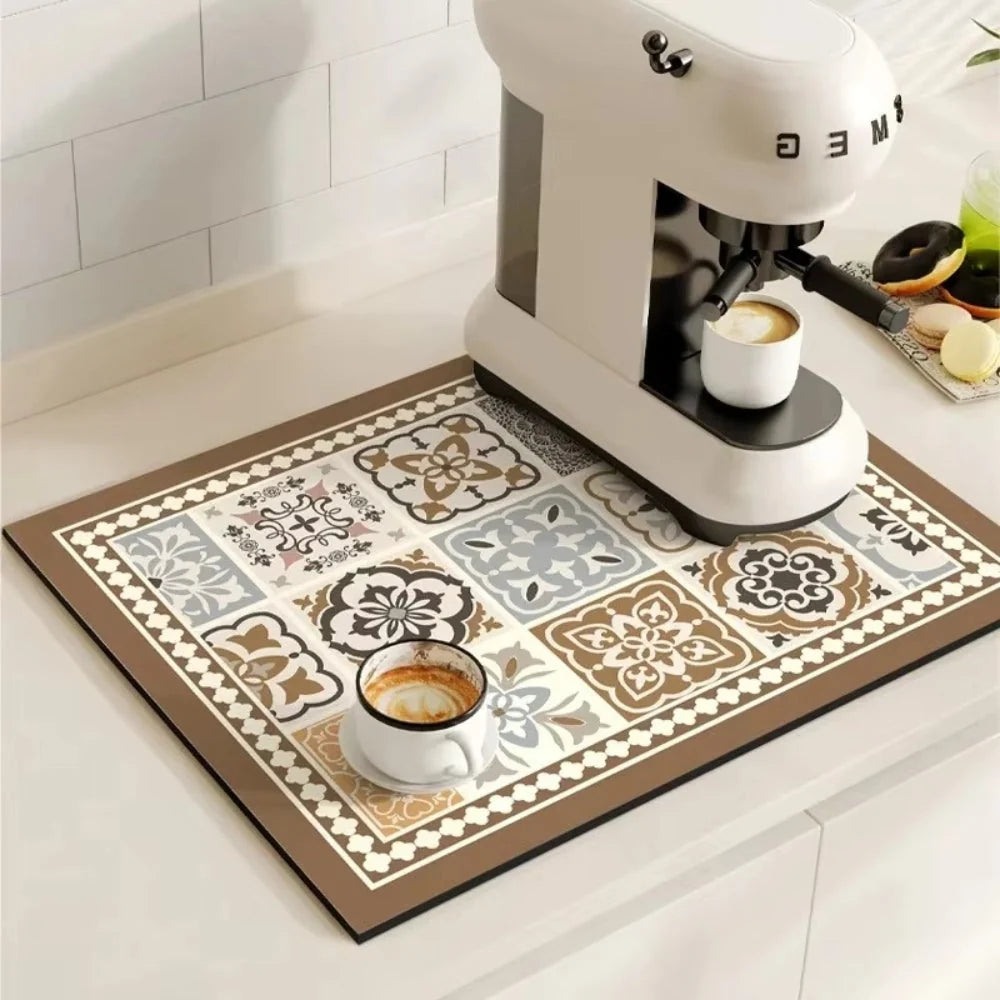 Coffee Mat Super-Absorbent Quick-Drying Non-Slip Rubber Base