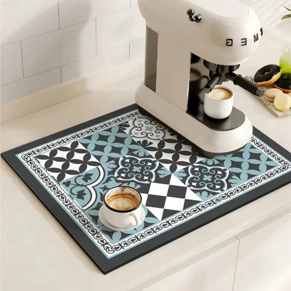 Coffee Mat Super-Absorbent Quick-Drying Non-Slip Rubber Base