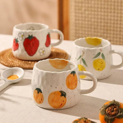 Coffee Mug Hand-Glazed Fruit 300 ml Dishwasher Safe