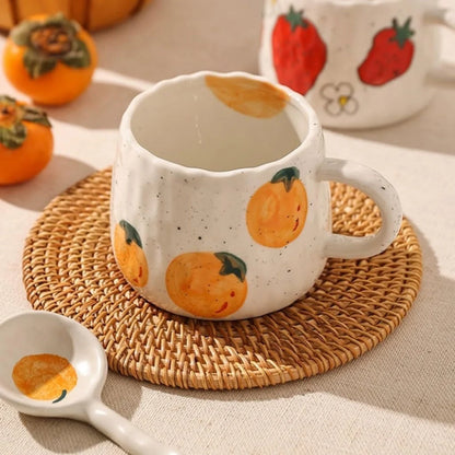 Coffee Mug Hand-Glazed Fruit 300 ml Dishwasher Safe