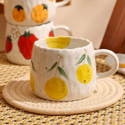 Coffee Mug Hand-Glazed Fruit 300 ml Dishwasher Safe