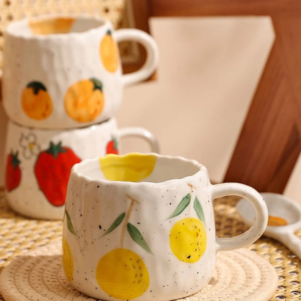 Coffee Mug Hand-Glazed Fruit 300 ml Dishwasher Safe