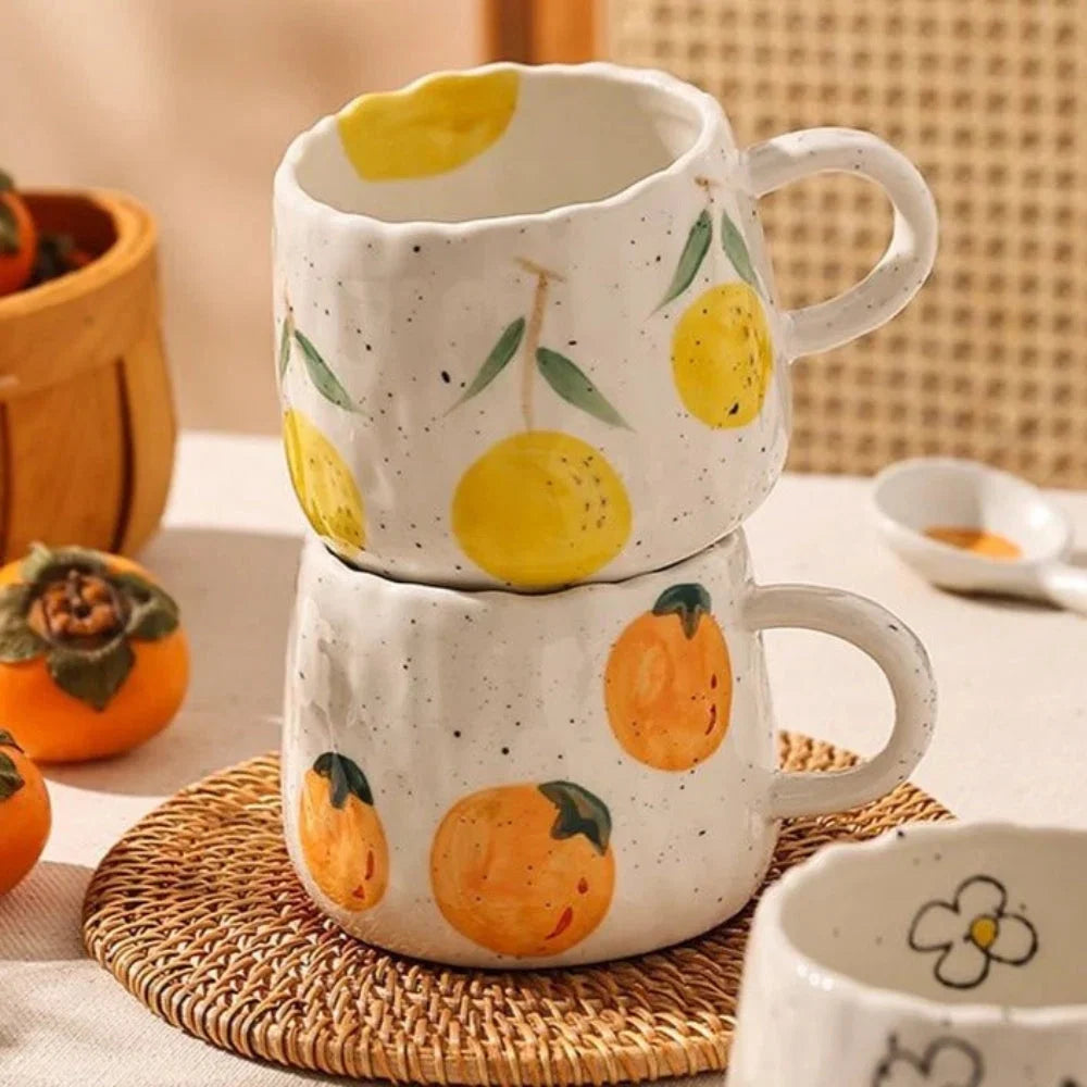 Coffee Mug Hand-Glazed Fruit 300 ml Dishwasher Safe