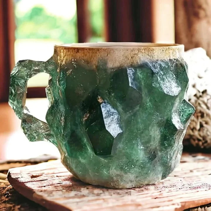Coffee Mug Transparent Raised Texture 10.14 Oz Capacity