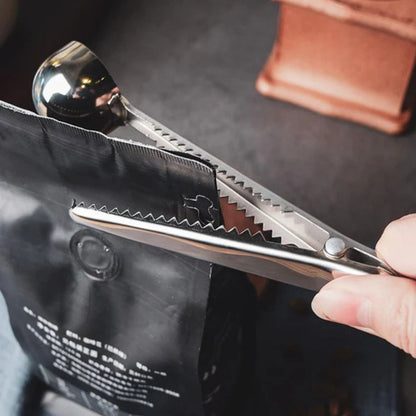 Coffee Scoop Long-Handled Stainless Steel Airtight Clip