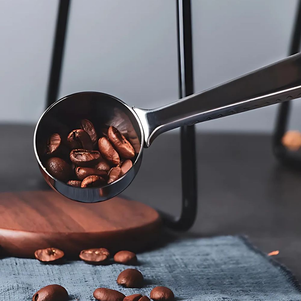 Coffee Scoop Long-Handled Stainless Steel Airtight Clip