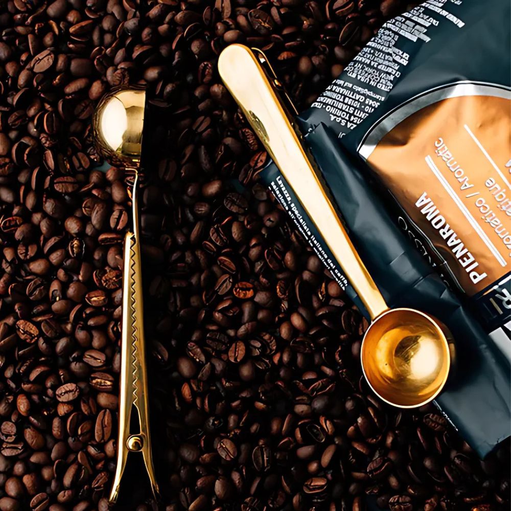Coffee Scoop Long-Handled Stainless Steel Airtight Clip