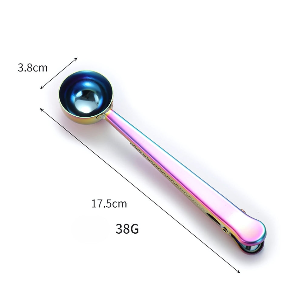 Coffee Scoop Long-Handled Stainless Steel Airtight Clip