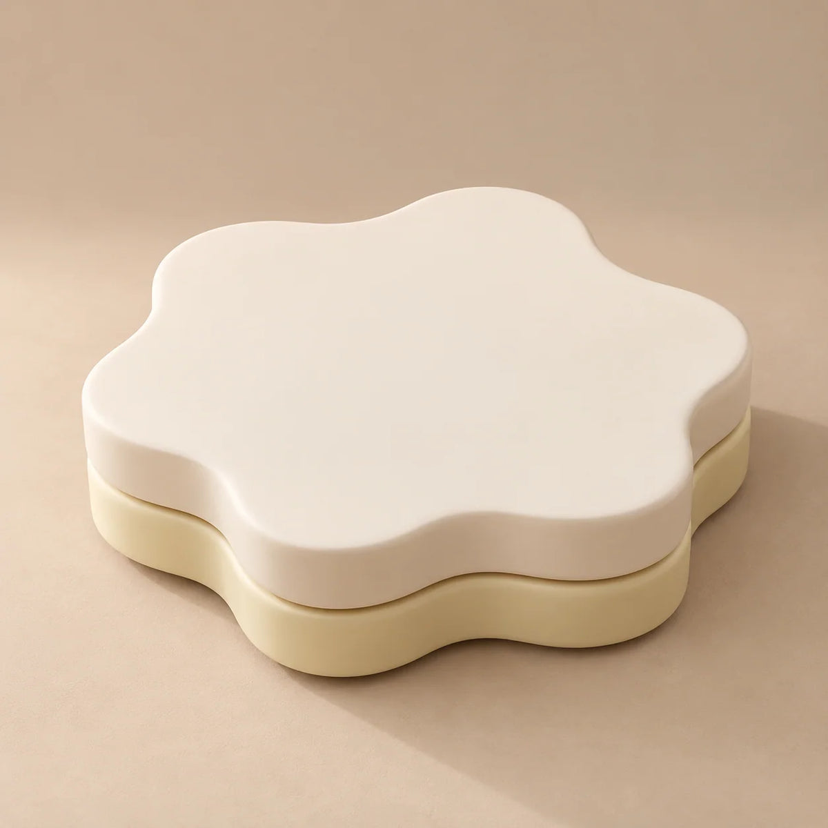 Coffee Table Rotating Extendable Flower-Shaped Top Built-In Shelf