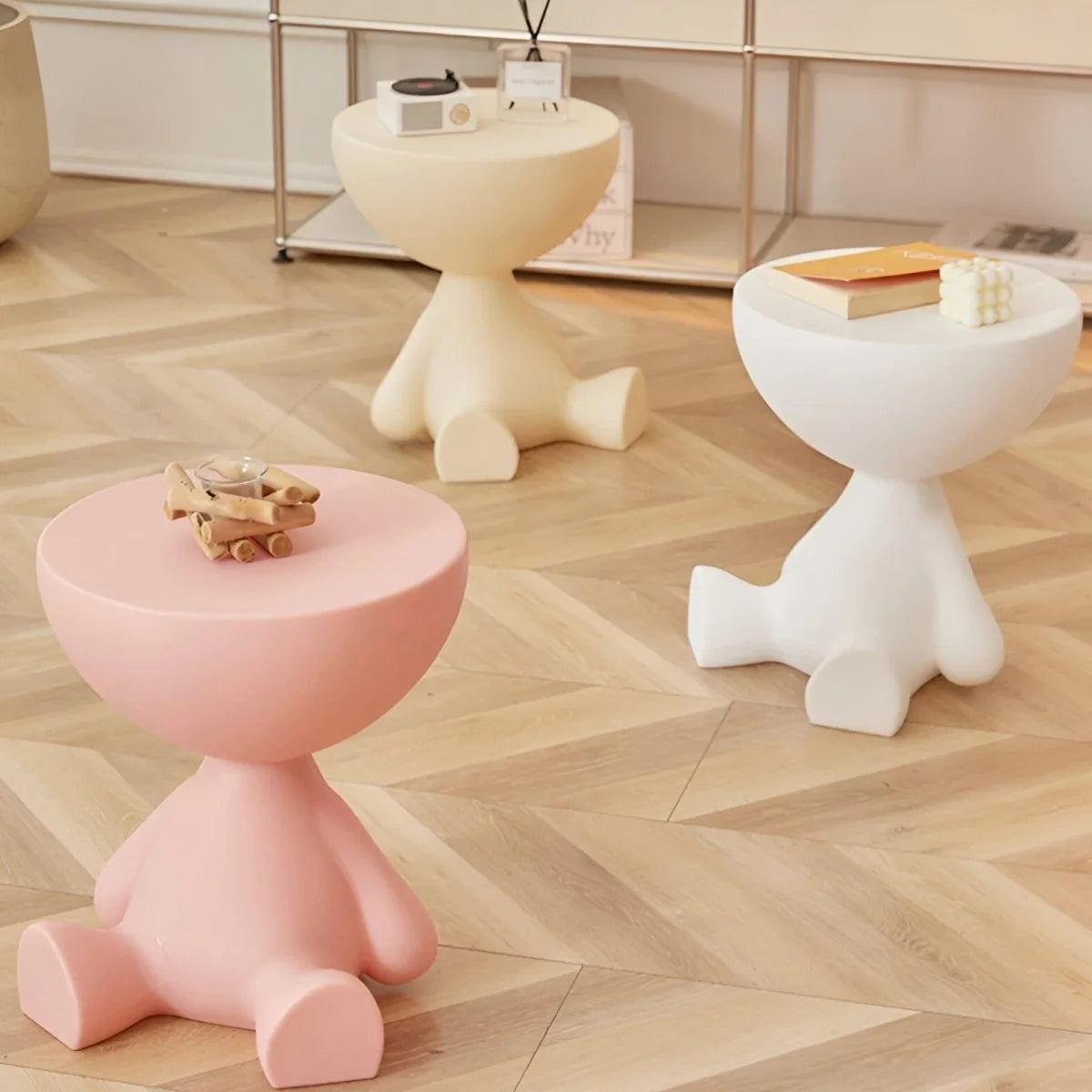 Coffee Table Round Plastic Compact Space-Saving Lightweight