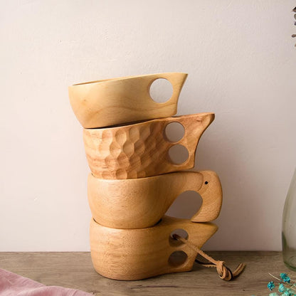 Coffee & Tea Mug Hand-Polished Natural Rubberwood