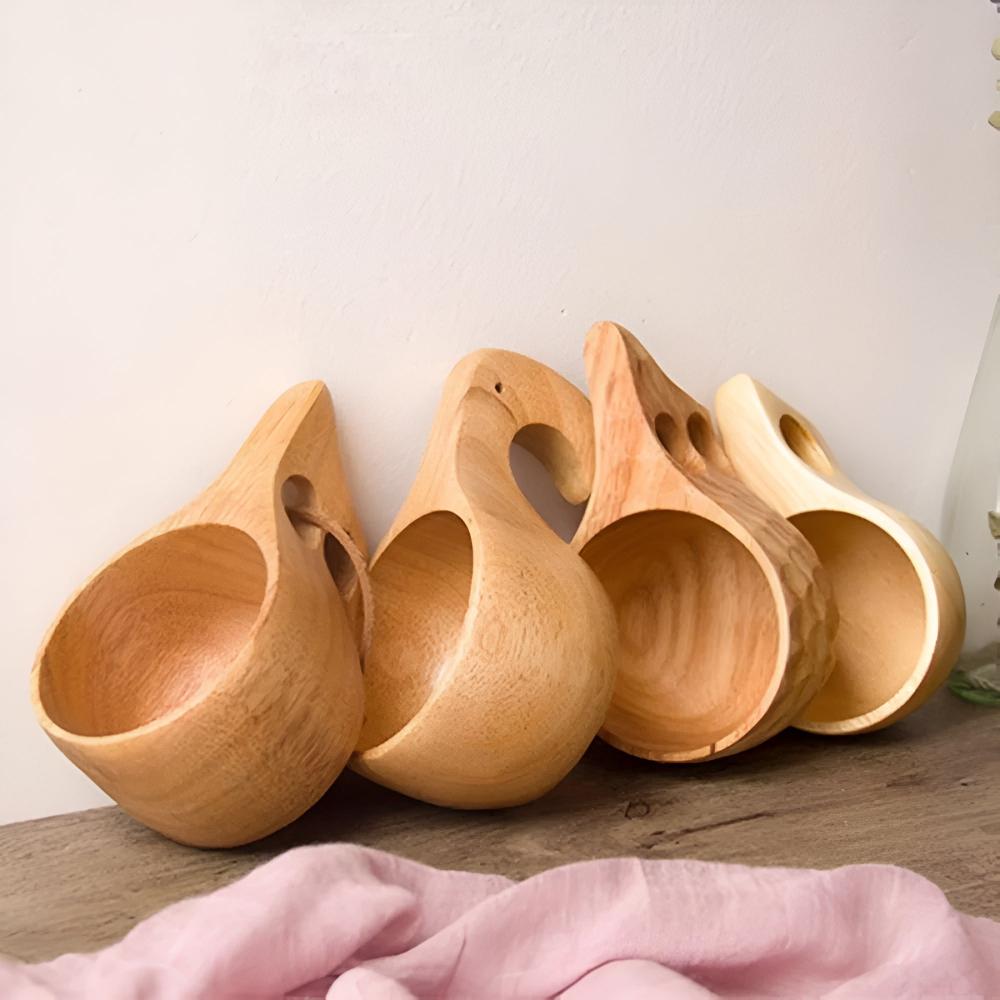 Coffee & Tea Mug Hand-Polished Natural Rubberwood
