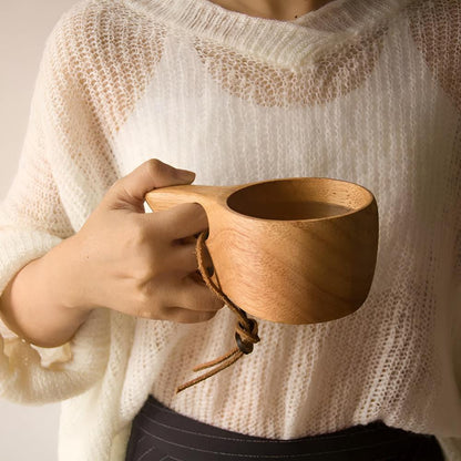 Coffee & Tea Mug Hand-Polished Natural Rubberwood
