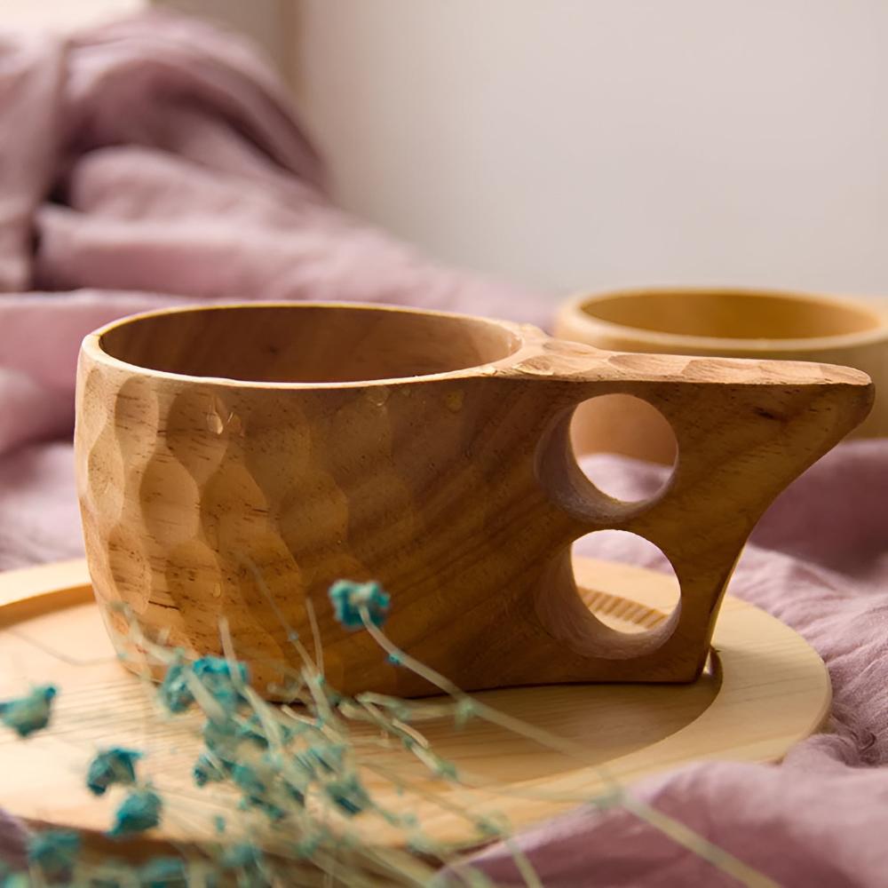 Coffee & Tea Mug Hand-Polished Natural Rubberwood