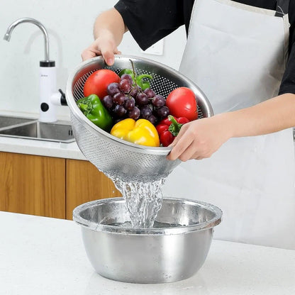 Colander & Mixing Bowl Set Fine Mesh Stainless Steel