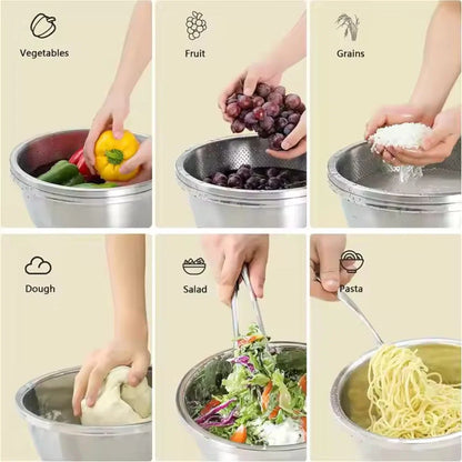 Colander & Mixing Bowl Set Fine Mesh Stainless Steel