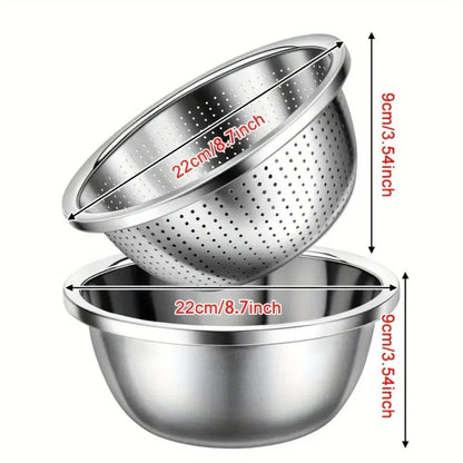 Colander & Mixing Bowl Set Fine Mesh Stainless Steel