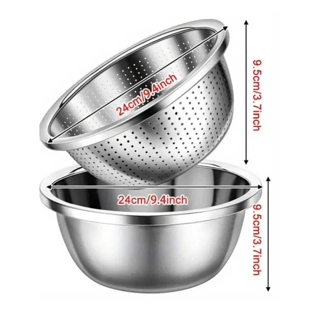 Colander & Mixing Bowl Set Fine Mesh Stainless Steel