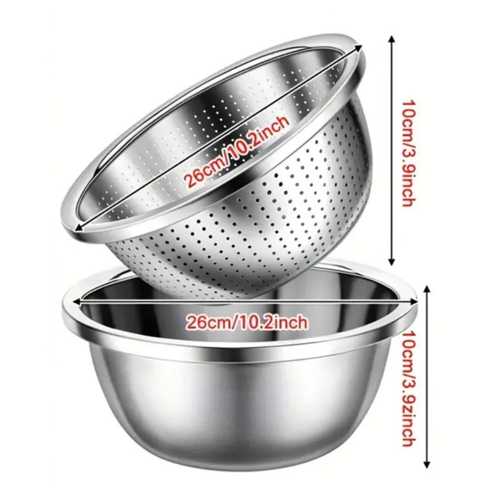 Colander & Mixing Bowl Set Fine Mesh Stainless Steel
