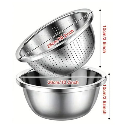 Colander & Mixing Bowl Set Fine Mesh Stainless Steel