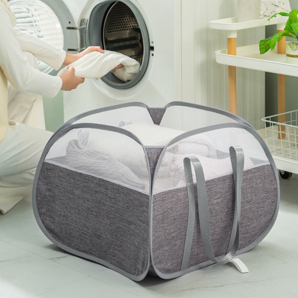 Collapsible Laundry Basket Reinforced Handles & Breathable Mesh