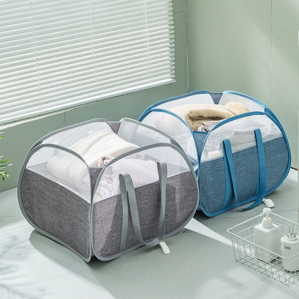 Collapsible Laundry Basket Reinforced Handles & Breathable Mesh