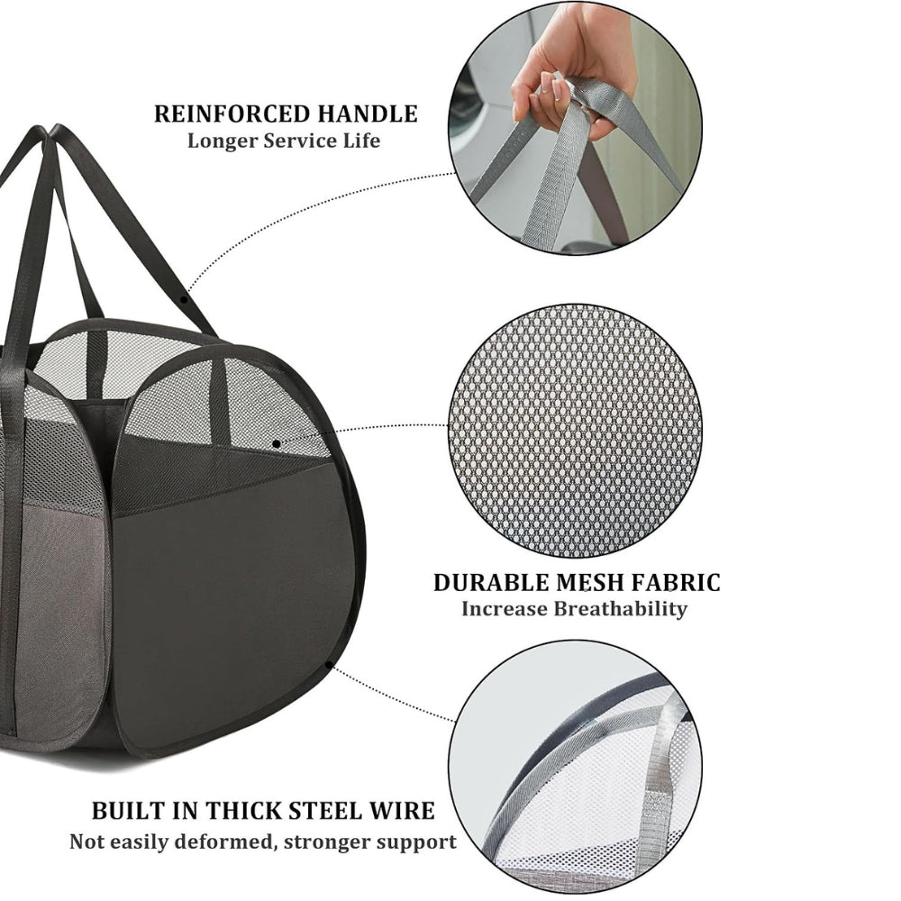 Collapsible Laundry Basket Reinforced Handles & Breathable Mesh