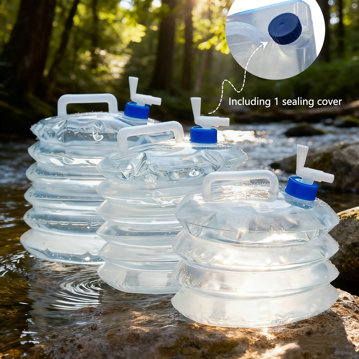 Collapsible Water Container Foldable & Leakproof Food-Grade Polyethylene