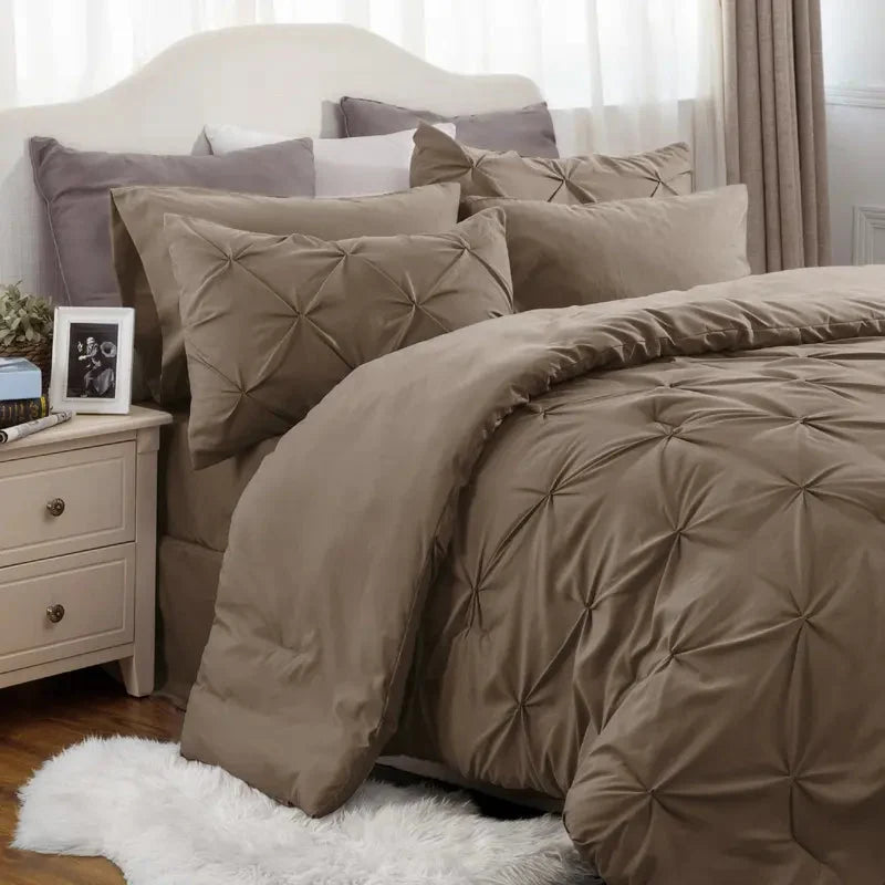 Comforter Set Pintuck Microfiber Lightweight All-Season