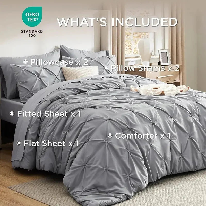 Comforter Set Pintuck Microfiber Lightweight All-Season