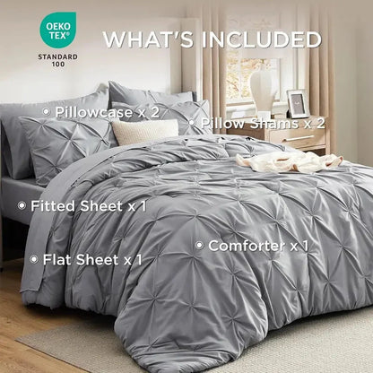 Comforter Set Pintuck Microfiber Lightweight All-Season