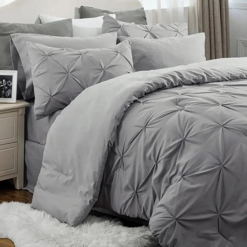Comforter Set Pintuck Microfiber Lightweight All-Season