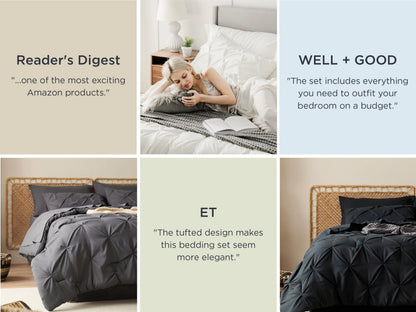 Comforter Set Pintuck Microfiber Lightweight All-Season