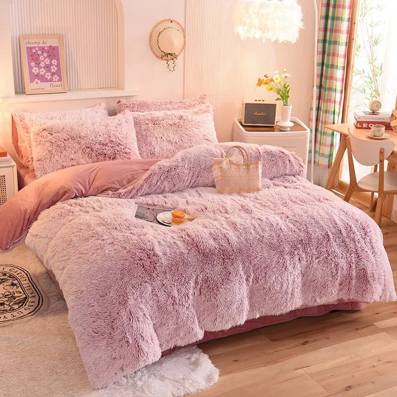 Comforter Set Plush Sherpa Fleece Machine-Washable