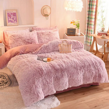 Comforter Set Plush Sherpa Fleece Machine-Washable